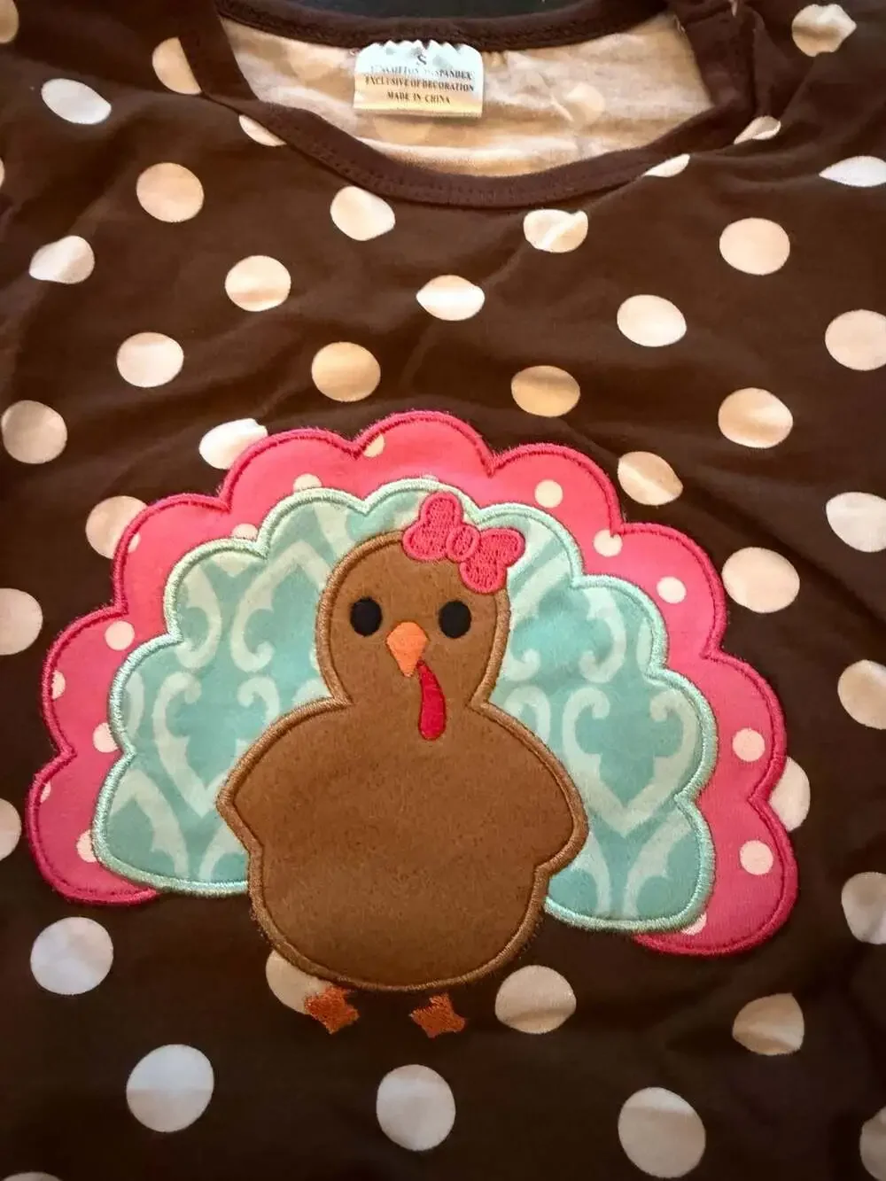 Brown Polka Dot Turkey Dress with Ruffles size S (2/3T)